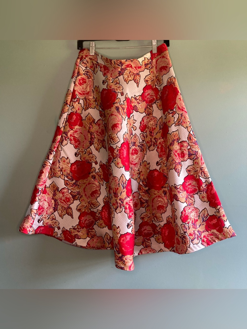 Anthropologie Rachel Antonoff Floral Rose Jacquard A-Line Skirt Size 8 - Picture 3 of 10